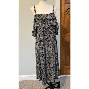 NWT Old Navy Womens 2X Dress Waist Defined Off The Shoulder Jersey Knit BLACK